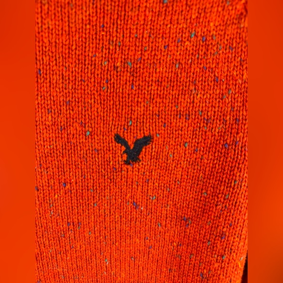 American Eagle Men’s M Outfitters Pullover Sweater Orange Fleck Elbow Patches - Picture 4 of 10